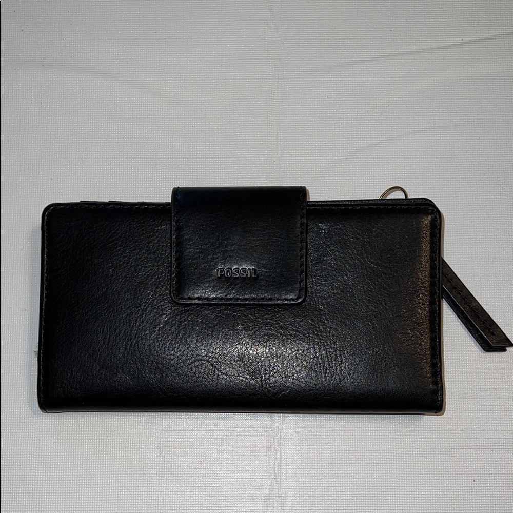 Fossil Midnight Black Leather Clutch Wallet